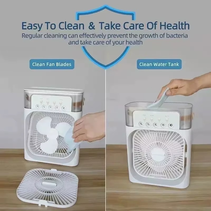 3-in-1 Mini Air Cooler Fan – Portable AC, Humidifier & LED Night Light 🌬️✨
