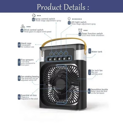 3-in-1 Mini Air Cooler Fan – Portable AC, Humidifier & LED Night Light 🌬️✨