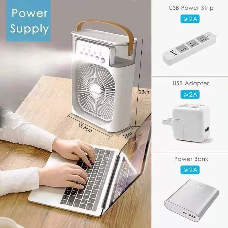 3-in-1 Mini Air Cooler Fan – Portable AC, Humidifier & LED Night Light 🌬️✨